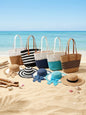 Veleanor Coastal Chic Woven Tote Bag – Striped Beach & Summer Handbag