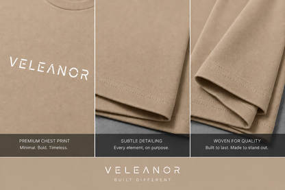 Veleanor Premium Men's Beige Solid Cotton French terry Round Neck T-Shirt